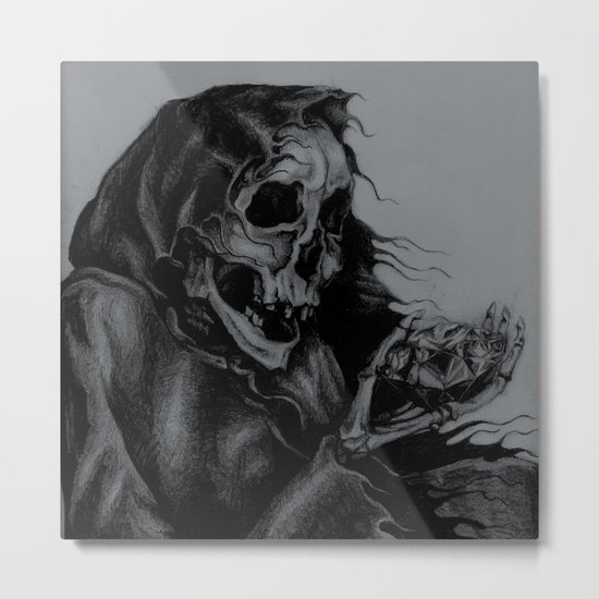 Skeleton Holding Diamond Metal Print