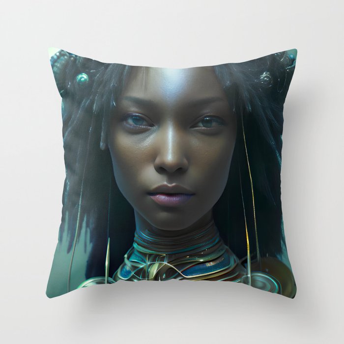 Female African Tribal Warrior Throw Pillow