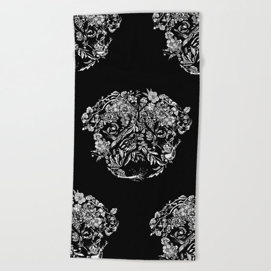 Botanical Garden Pug Beach Towel
