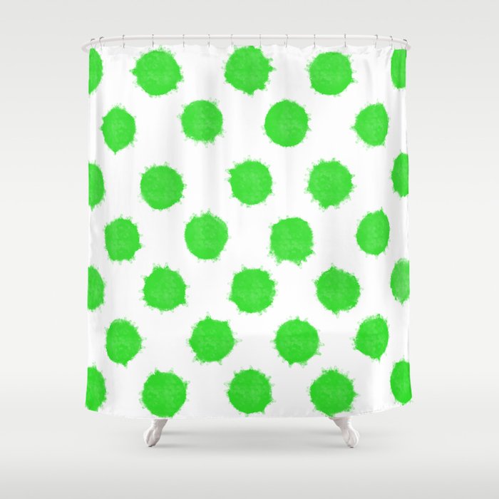 Bright Lime Green Polka Dots To Cheer You Up Shower Curtain By