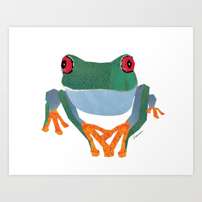 Tree Frog, Collage Art Print