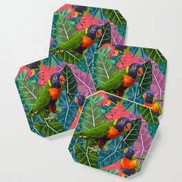Parrots and Tropical Leaves Coaster