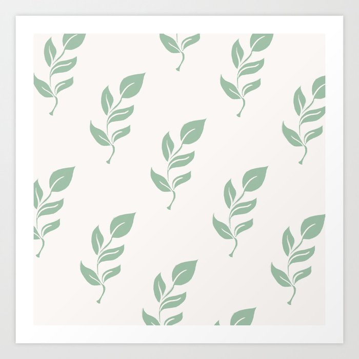 Green Herb Leaf Print Art Print