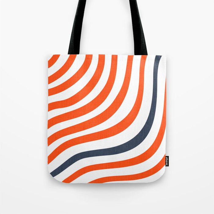 Red White and Blue Stripe Wave  Tote Bag