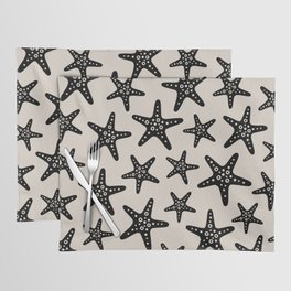 Sweet Starfish Pattern 248 Black and Linen White Placemat
