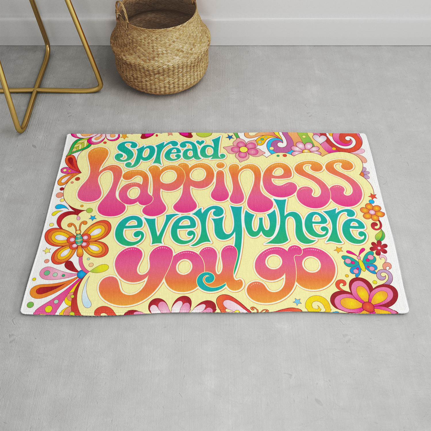 Spread Happiness Everywhere You Go Art By Thaneeya Mcardle Rug By Thaneeya Society6 Spread Happiness Everywhere You Go Art By Thaneeya Mcardle Rug By Thaneeya Society6