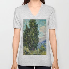 Vincent van Gogh - Cypresses V Neck T Shirt