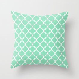 Moroccan Trellis (White & Mint Pattern) Throw Pillow