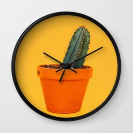 Cactus on Yellow Background Wall Clock