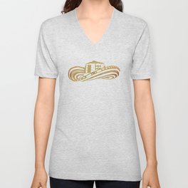 Colombian Sombrero Vueltiao in Gold Leaf V Neck T Shirt