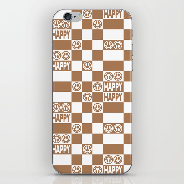 HAPPY Checkerboard (Milk Chocolate Brown Color) iPhone Skin
