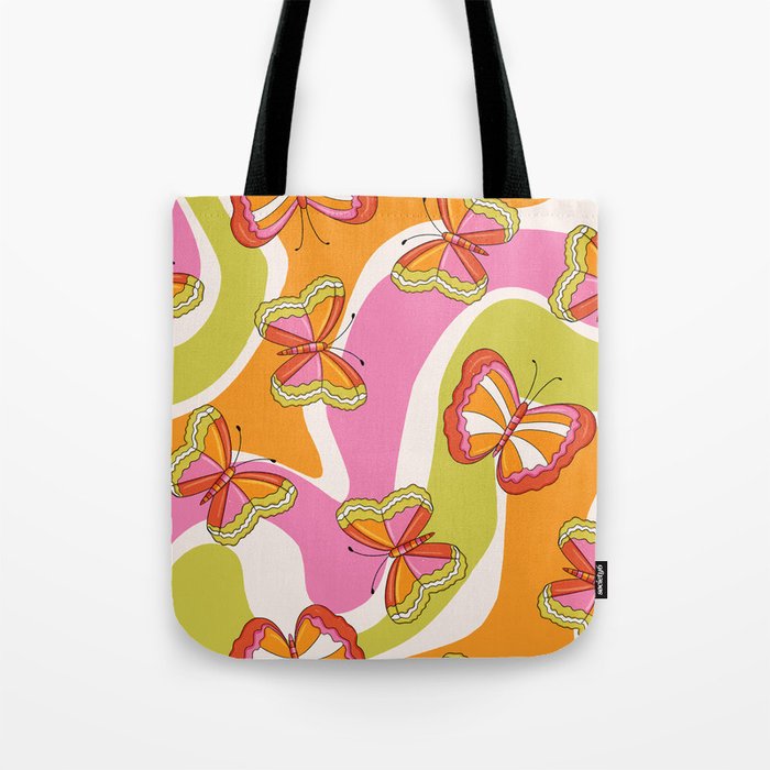 Groovy Butterfly 70s  Tote Bag