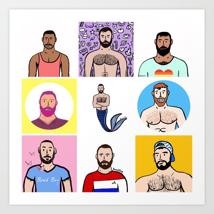 Beard Boy: Rainbow Boys 1 Art Print