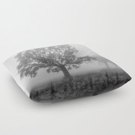 Trees on a Misty Morning Floor Pillow
