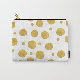 Painted Gold Dots on White Carry-All Pouch