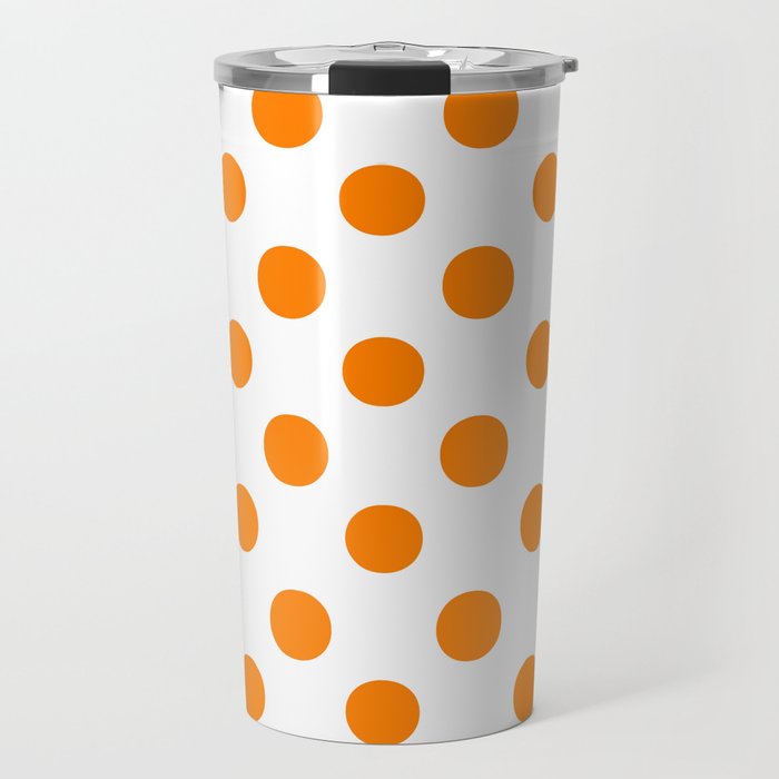 Polka Dots (Orange/White) Travel Mug
