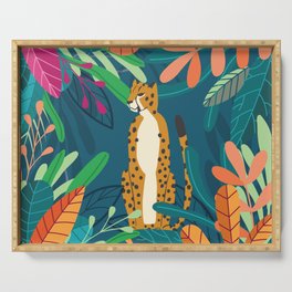 Cheetah chilling in the wild Serving Tray