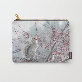 A Sweet Winter Treat Carry-All Pouch | Squirrels, Nature, Snowing, Snow, Snowstorm, Cute, Wildlife, Animal, Squirrel, Cute Squirrel 
