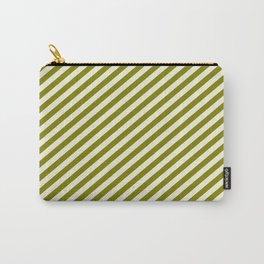 [ Thumbnail: Green and Beige Colored Stripes Pattern Carry-All Pouch ]