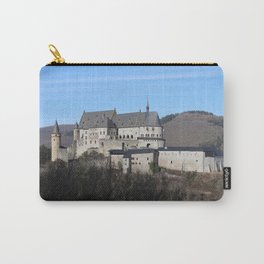 Vianden Castle Winter View, Luxembourg Carry-All Pouch | Romanesque, Chateau, Castle, Blue, Europe, Luxembourg, View, Winter, Turrets, Gothic 