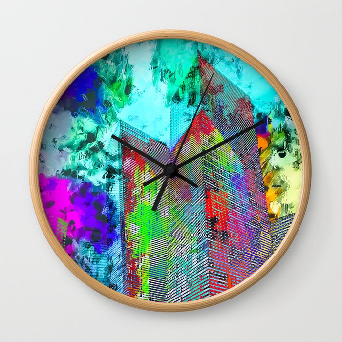 modern building at Las Vegas, USA with colorful painting abstract background Wall Clock