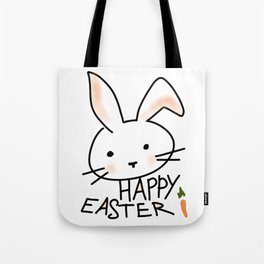 Bunny Happy Easter With Carrot Tote Bag