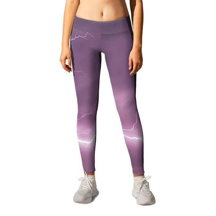 Lightning Strikes in a Purple Sky Leggings