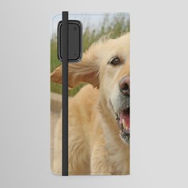 Happy Golden Retriever Dog Ears Blowing  Android Wallet Case