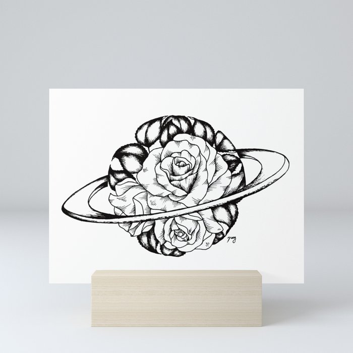 Floral Saturn Mini Art Print