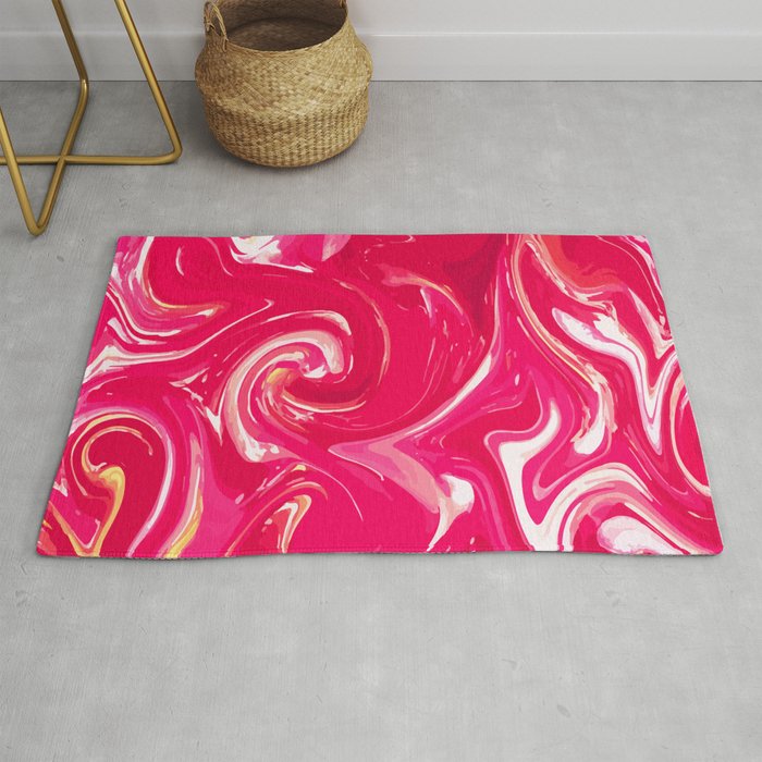 Liquid red Marbled paint Rug