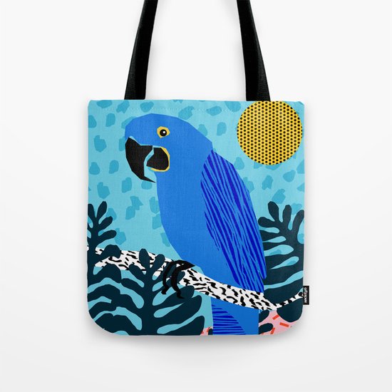 Steaz - memphis throwback tropical retro minimal bird art 1980s 80s style pattern parrot fashion Tote Bag