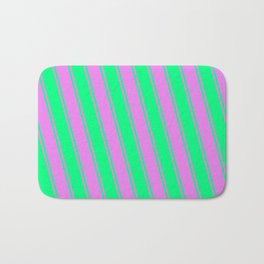 [ Thumbnail: Violet & Green Colored Lines/Stripes Pattern Bath Mat ]