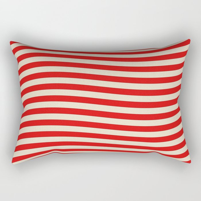 Vintage American Beige and White Stripes Rectangular Pillow