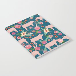 Pig florals farm homesteader pigs cute farms animals floral gifts Notebook