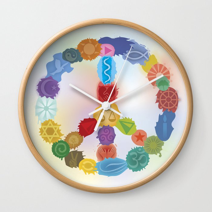 Peace Sign In Colors Wall Clock - Colorful Wall Clocks Peace Sign In Colors Wall Clock - Colorful Wall Clocks