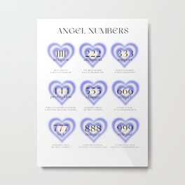 Purple Angel Numbers Metal Print