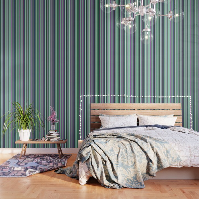Old Country Stripes Mint Mulberry Wallpaper By Anguru Society6