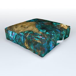Teal Oil Slick and Gold Quartz Outdoor Floor Cushion | Jewels, Gems, Marble, Gemstones, Geode, Rock, Stones, Agate, Photo, Mineral 
