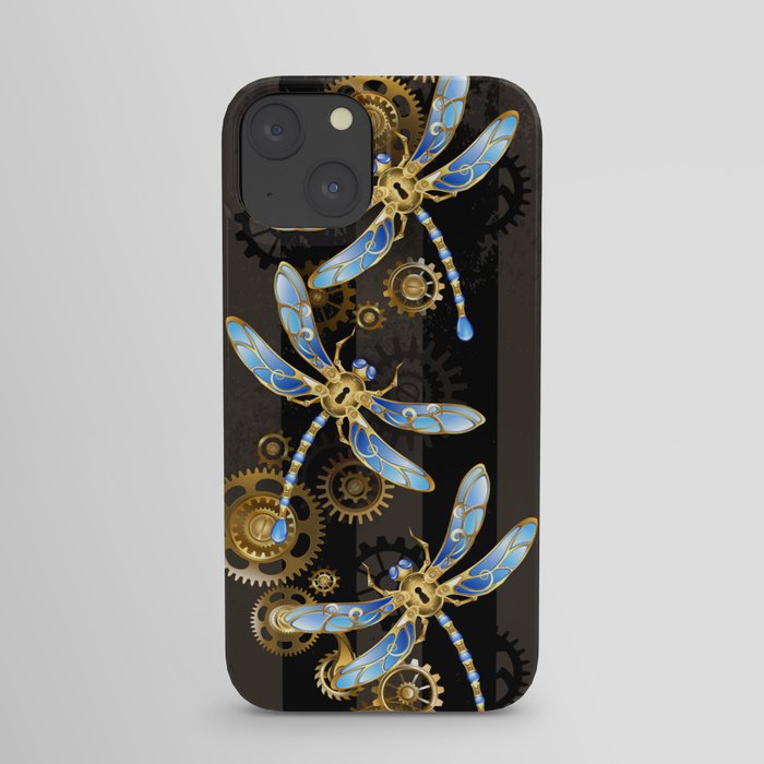 Steampunk Design with Mechanical Dragonflies iPhone Case