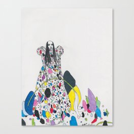 Untitled Queen Wearing Paper Betty Rubble Dress Canvas Print