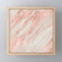 Desert Rose Gold Pink Marble Framed Mini Art Print