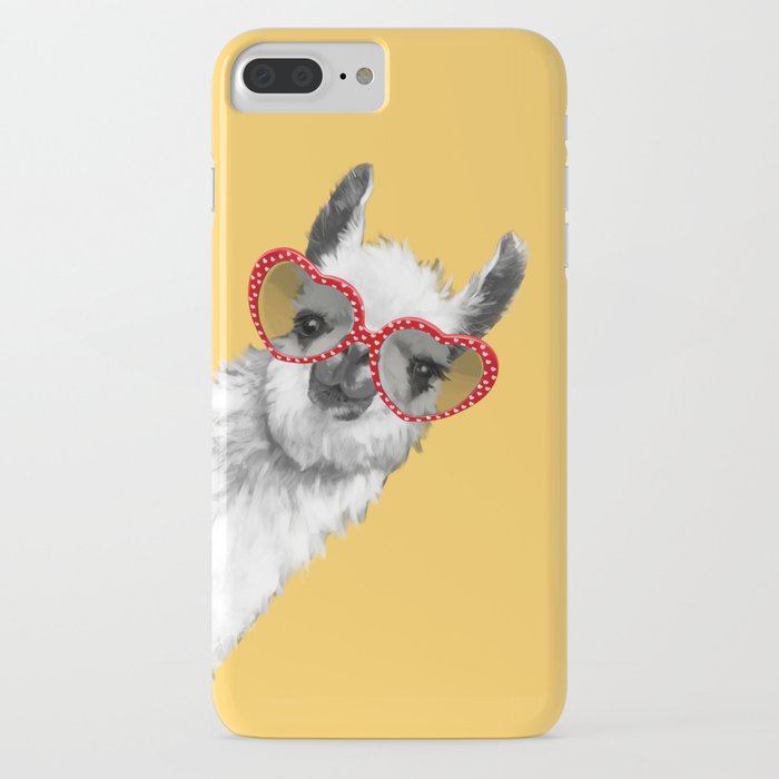 fashion hipster llama with glasses iphone case