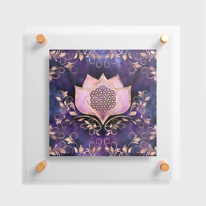 Flower of life in pink lotus ornament Floating Acrylic Print