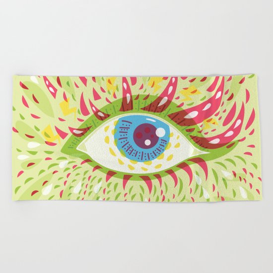 Front Looking Psychedelic Eye Beach Towel