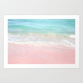 Beach Shoreline | Waves | Water | Pink Sand | Clear Water | Waves Art Print