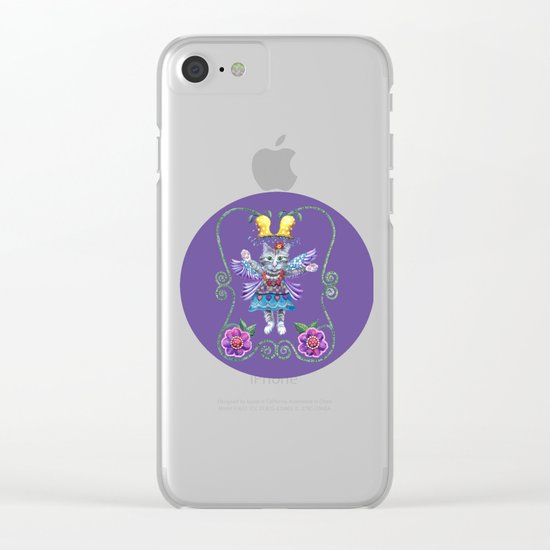Angel Kitty (Purple) Clear iPhone Case