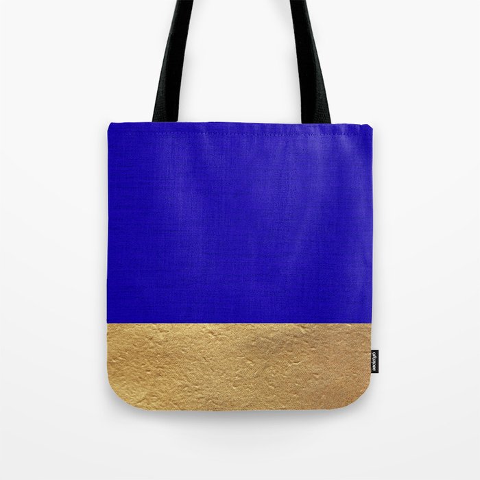 Color Blocked Gold & Cerulean Tote Bag