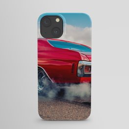 Vintage Chevelle SS 454 cowl hood American Classic Muscle car automobiles transportation rear shot color photograph / photography poster posters iPhone Case
