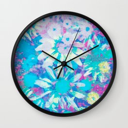 far out! floral tie dye Wall Clock