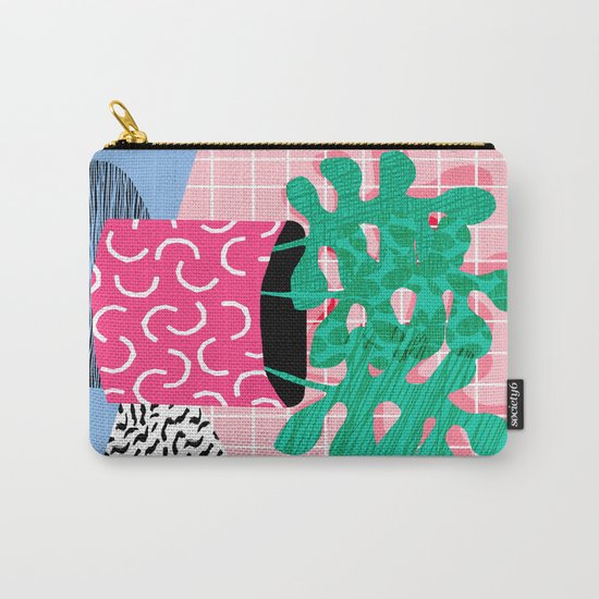 Shredding - indoor house plant pop art grid pattern minimal abstract neon 1980s style memphis retro Carry-All Pouch